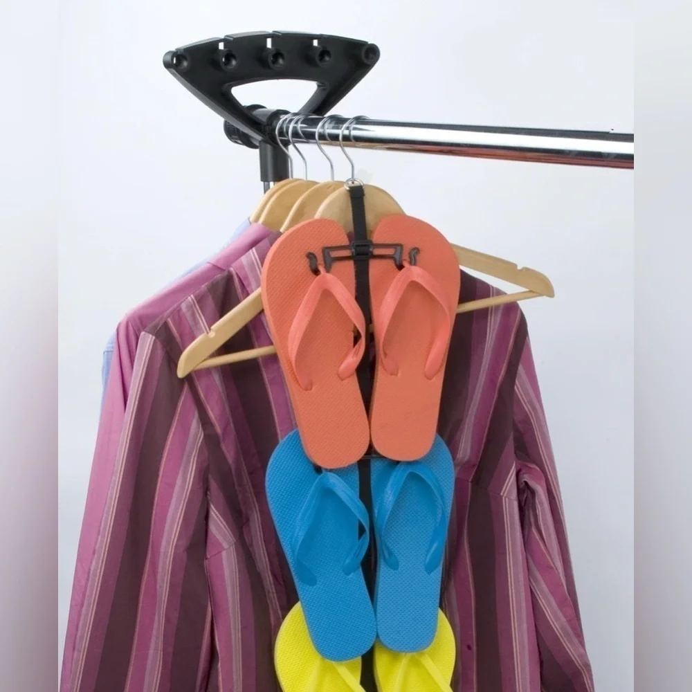 Over Door Flip Flop Organizer Holds 9 Pairs Space Saving Shoe Rack Black